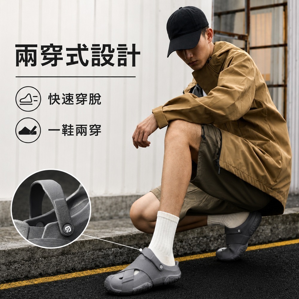 【限時購】洞洞鞋 防水透氣 晴雨速乾 防水鞋 涼拖鞋 涉水鞋 沙灘鞋 厚底洞洞鞋 止滑洞洞鞋 懶人鞋 拖鞋 涼鞋-細節圖3