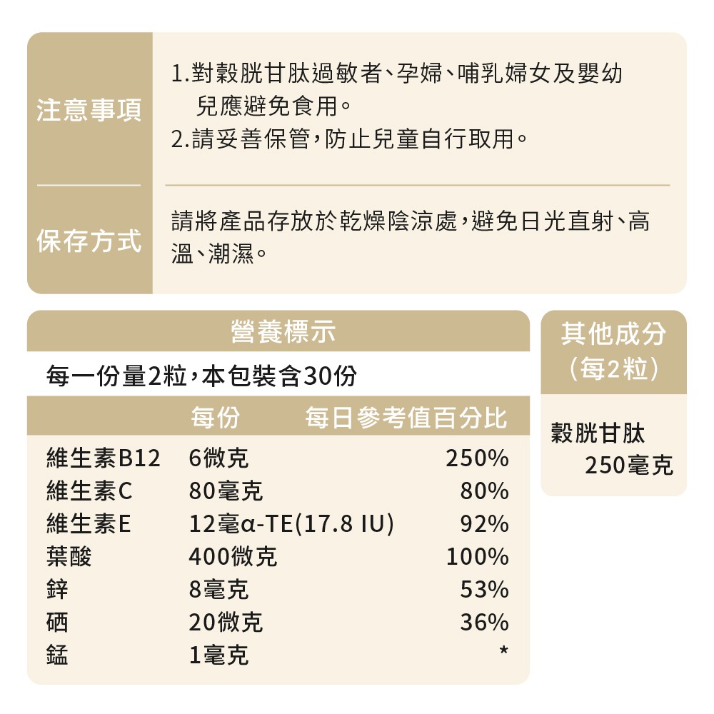 【德風】德偉康還原型穀胱甘肽膠囊*1盒共60顆(GSH+維生素B12+C+E+葉酸+鋅)-細節圖8