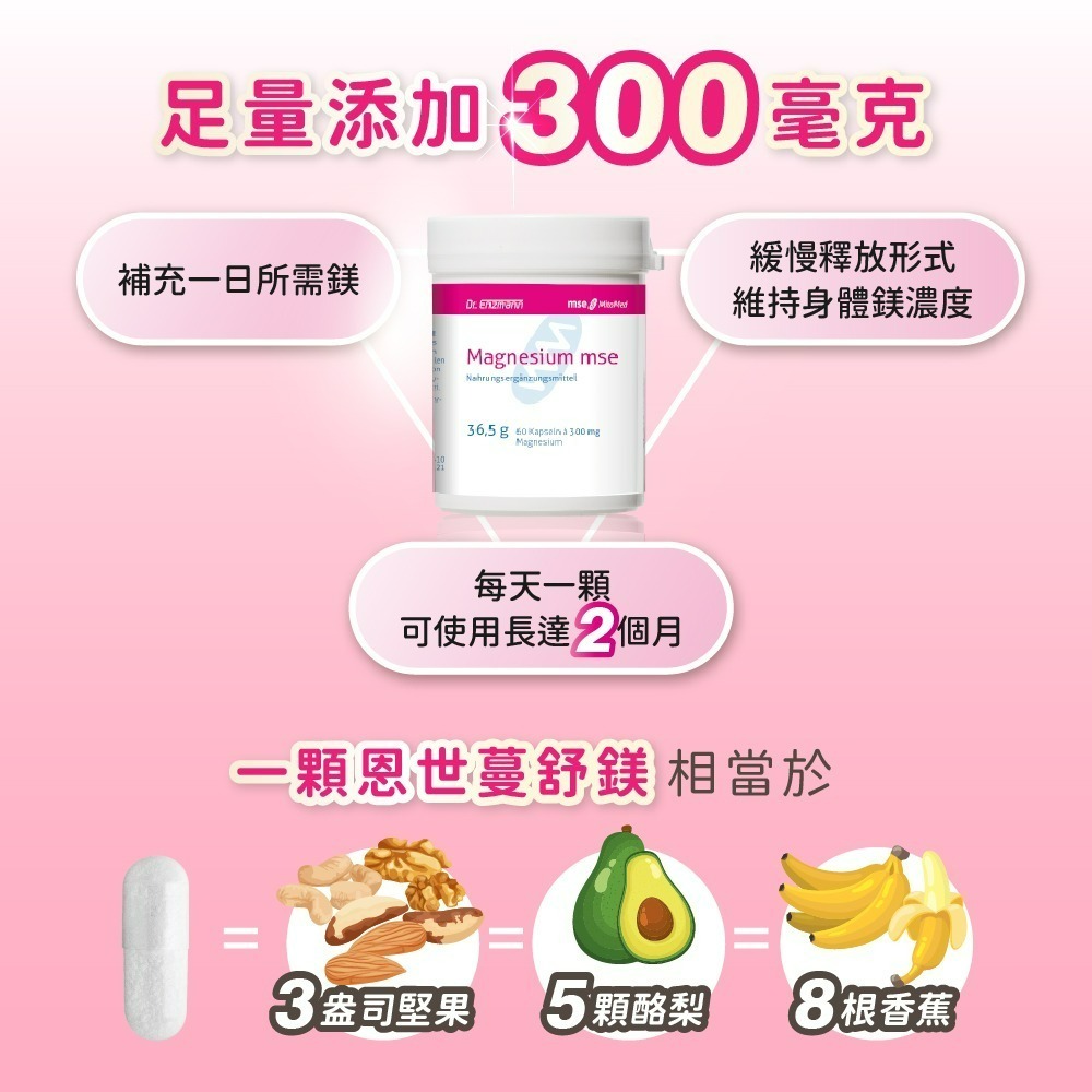 【德風】恩世蔓舒鎂膠囊(60顆/瓶)(德國緩釋型鎂)-細節圖4