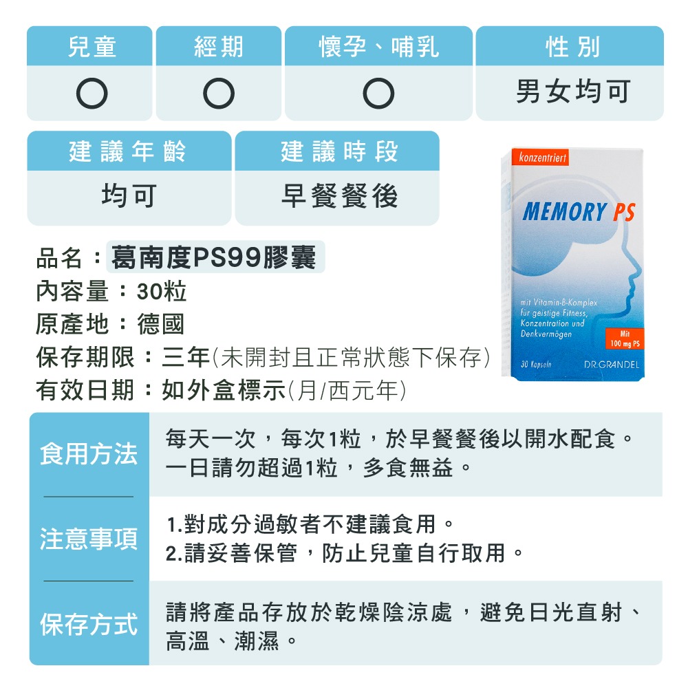 【德風】葛南度PS99膠囊*1盒共30顆(腦磷脂/磷脂醯絲胺酸/大豆卵磷脂)-細節圖6