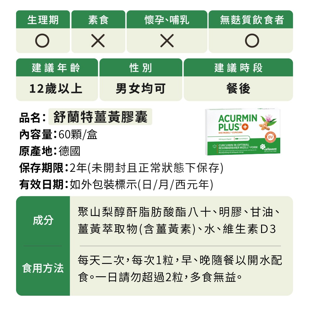 【德風】舒蘭特薑黃膠囊(60顆/盒)(德國原裝進口薑黃素/薑黃粉+D3)-細節圖7