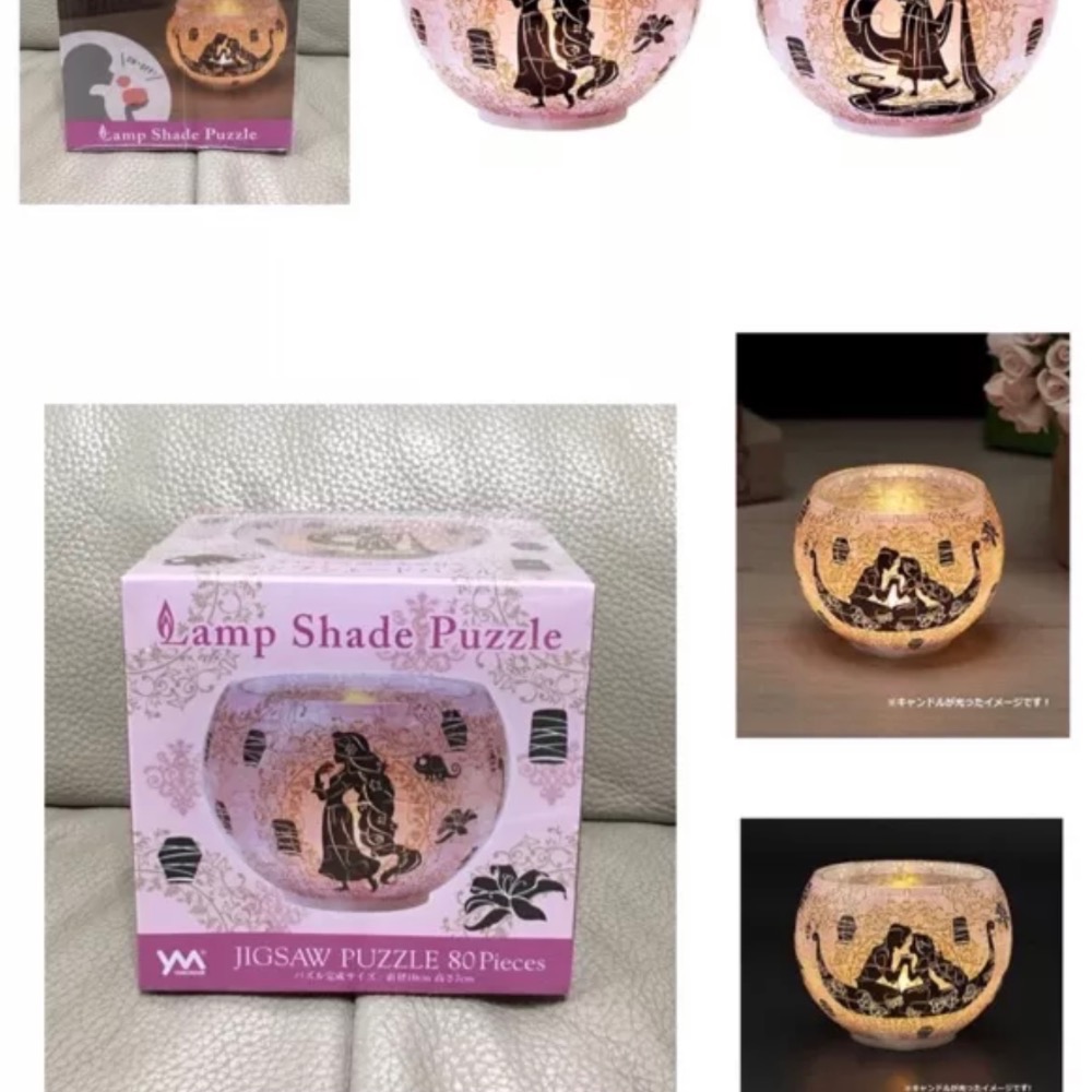 日本 Yanoman 迪士尼 小美人魚 長髮公主 冰雪奇緣 美女與野獸 立體透明 燈罩拼圖 80片 小夜燈 現貨正版-細節圖3