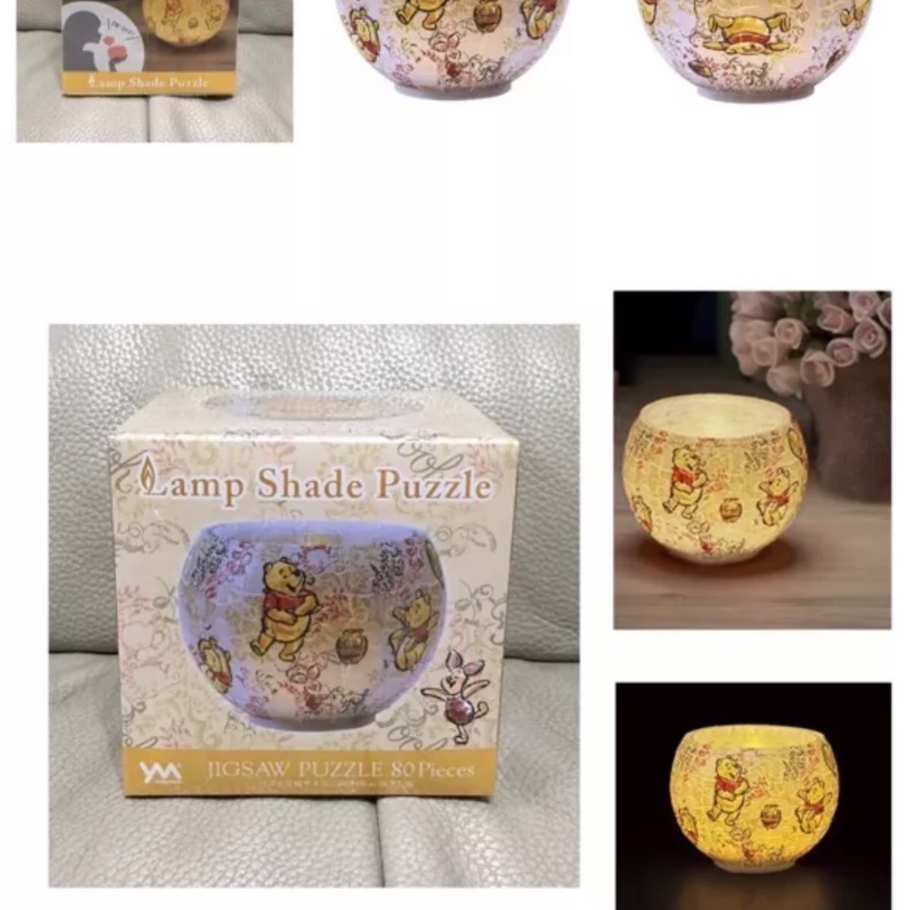 日本 Yanoman 迪士尼 小熊維尼 奇奇蒂蒂 立體透明 燈罩拼圖 80片 小夜燈 現貨正版-細節圖3