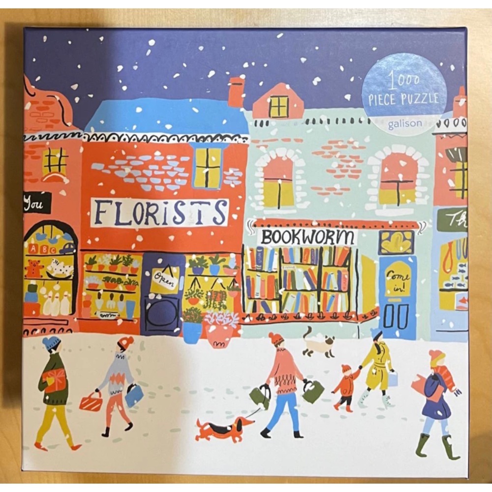 現貨 美國拼圖 Galison 1000片 Main Street Village 冬季 下雪 街景 村莊 正版-細節圖3