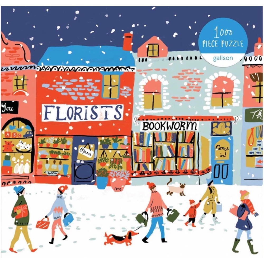 現貨 美國拼圖 Galison 1000片 Main Street Village 冬季 下雪 街景 村莊 正版-細節圖4