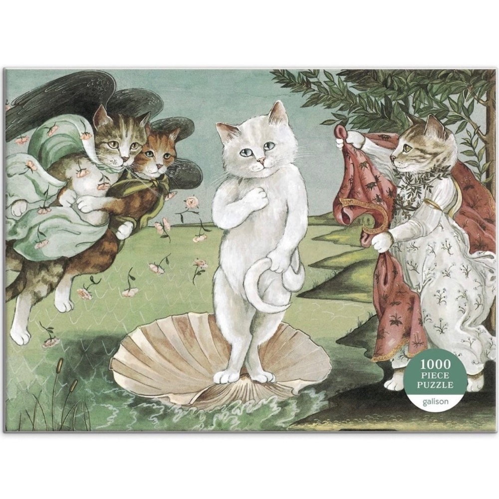 現貨 美國拼圖 Galison 1000片 維納斯的誕生 貓咪 Birth of Venus Meowsterpiece-細節圖2
