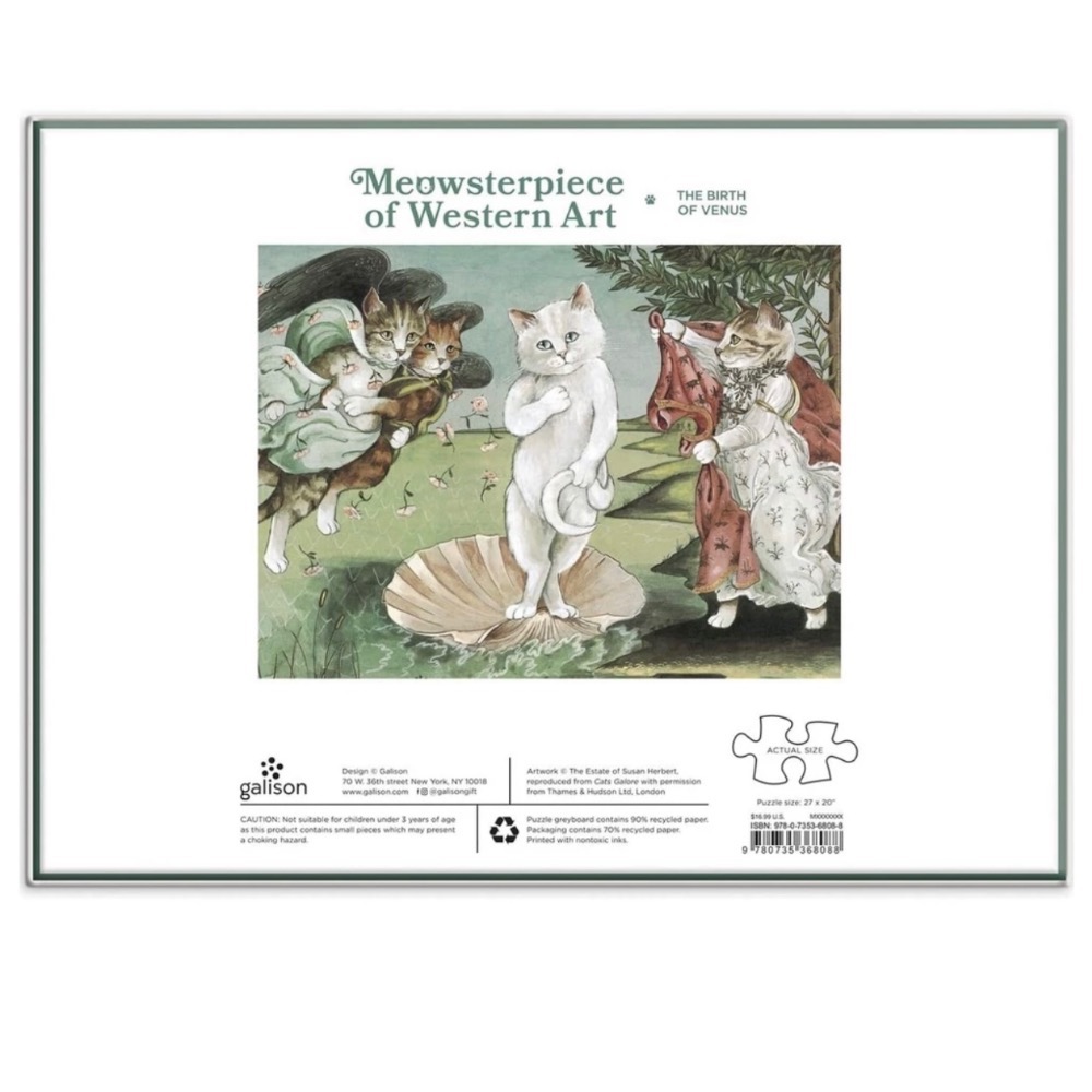 現貨 美國拼圖 Galison 1000片 維納斯的誕生 貓咪 Birth of Venus Meowsterpiece-細節圖3