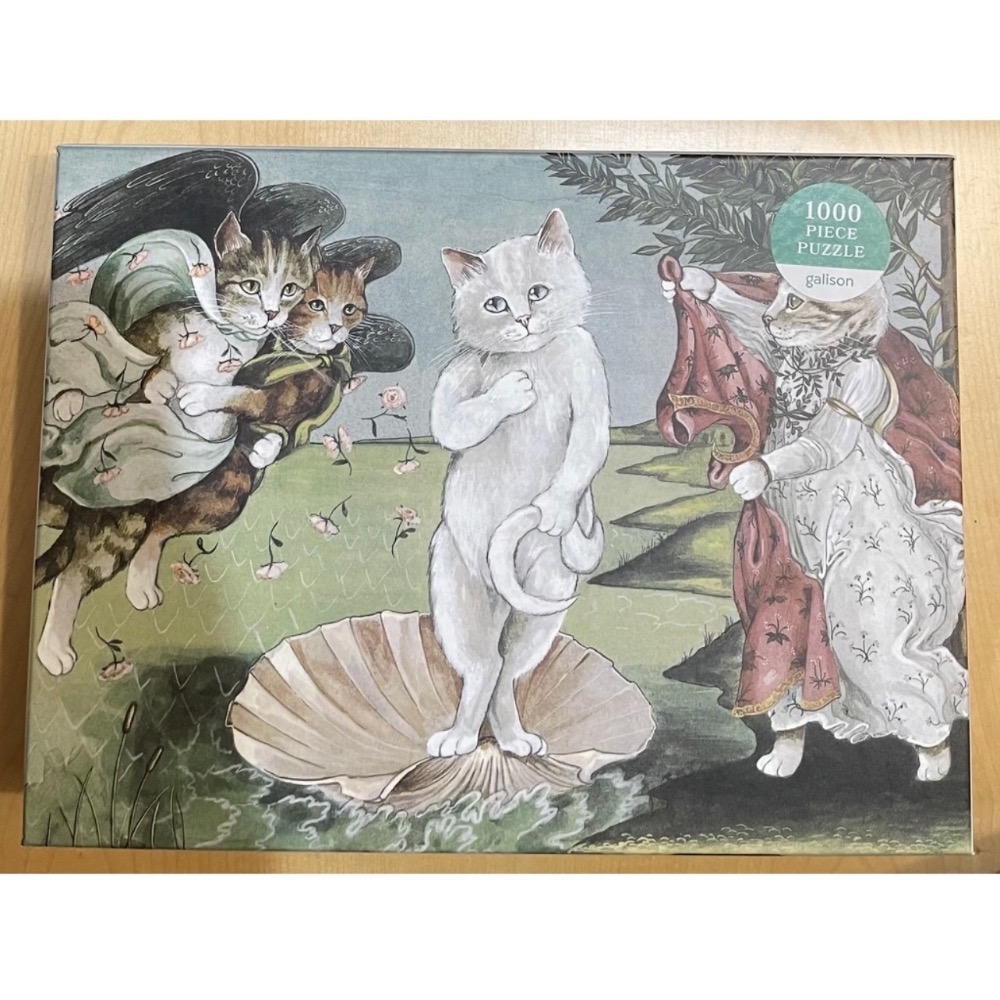 現貨 美國拼圖 Galison 1000片 維納斯的誕生 貓咪 Birth of Venus Meowsterpiece-細節圖4