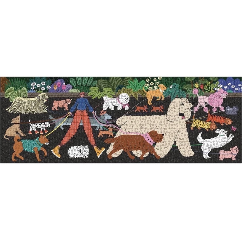 現貨 美國拼圖 Galison 1000片帶狗狗散步 全景長版拼圖 Dog Walk 正版-細節圖2