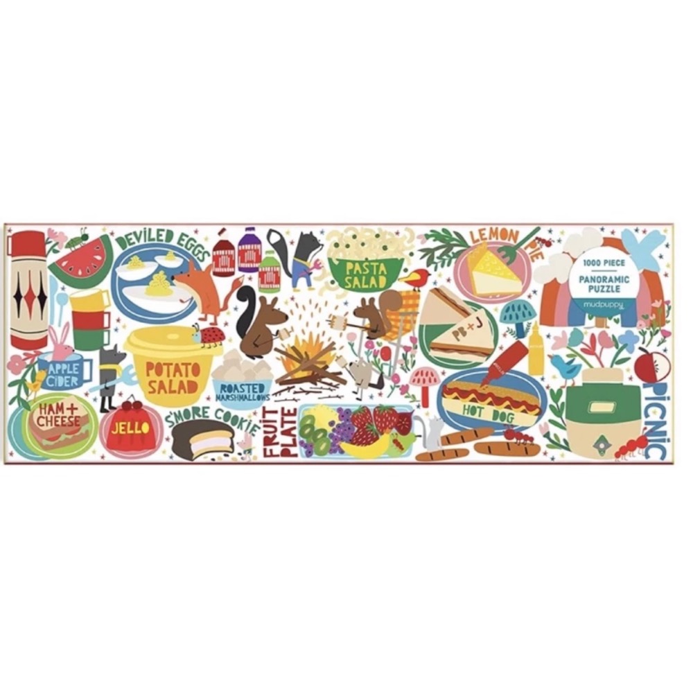 現貨 美國拼圖 Galison  Mudpuppy 1000片 全景長拼圖 野餐派對 松鼠 Picnic Party正版-細節圖2