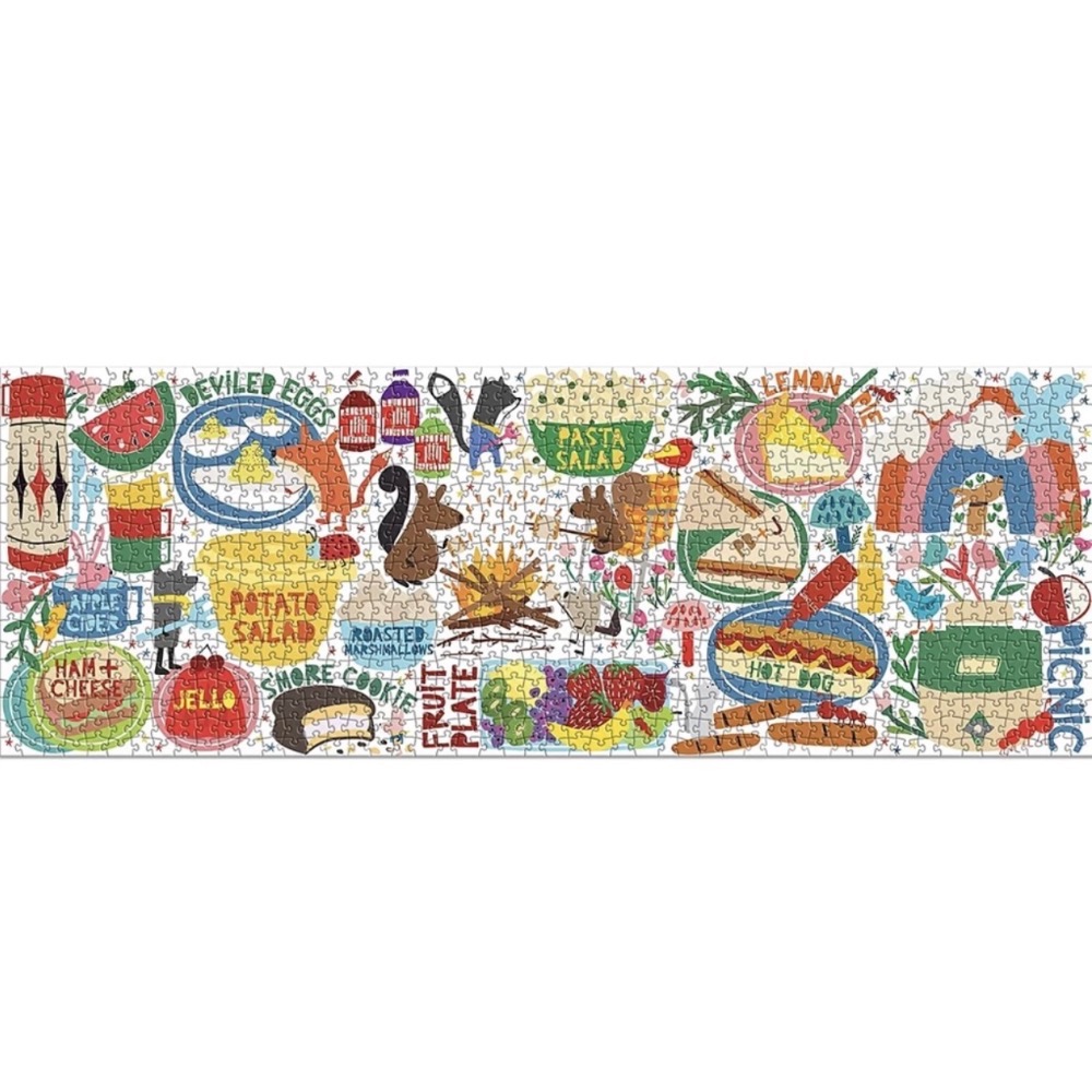 現貨 美國拼圖 Galison  Mudpuppy 1000片 全景長拼圖 野餐派對 松鼠 Picnic Party正版-細節圖3