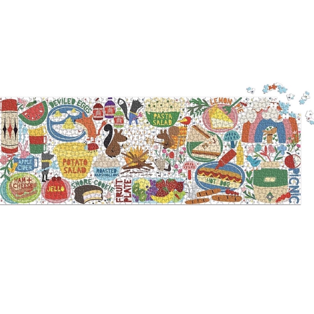 現貨 美國拼圖 Galison  Mudpuppy 1000片 全景長拼圖 野餐派對 松鼠 Picnic Party正版-細節圖4