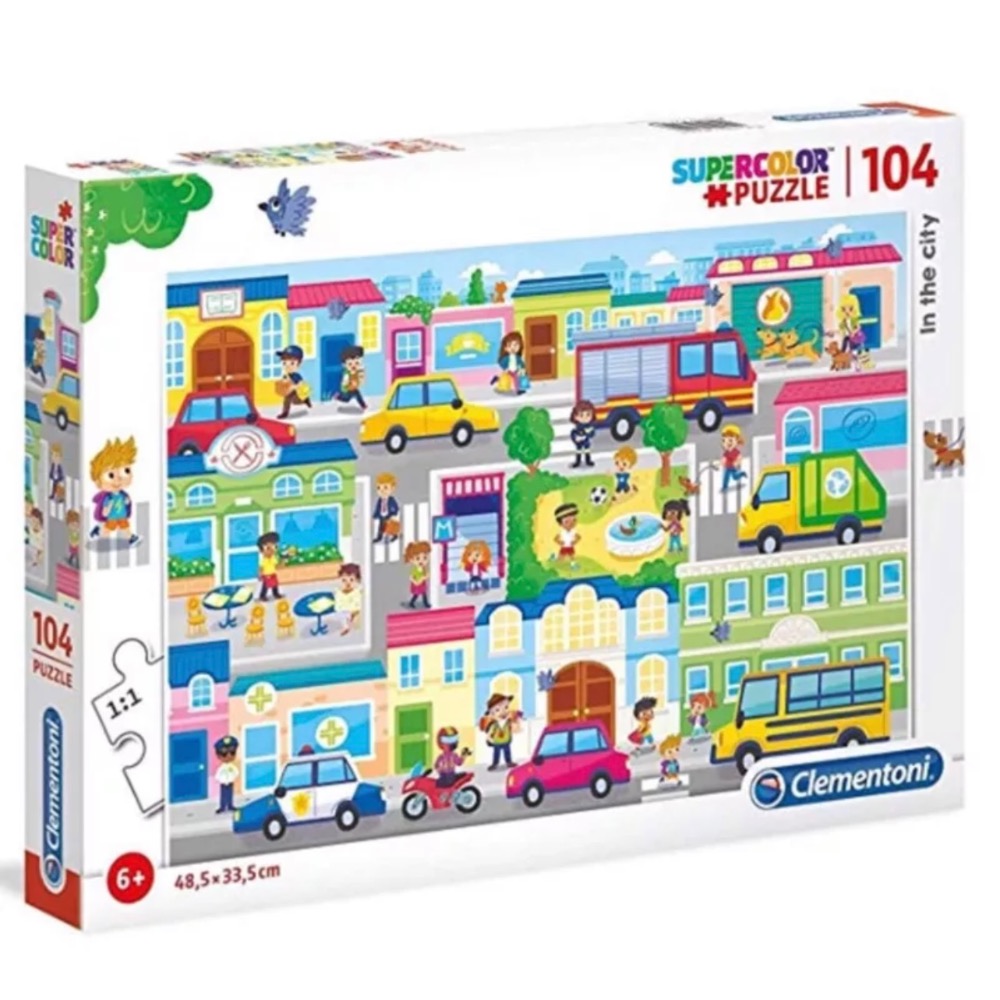 義大利拼圖 Clementoni 兒童幼兒拼圖 in the city 在城市 104片 大拼片 現貨 正版-細節圖2