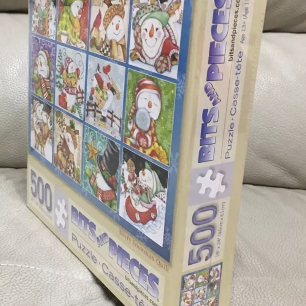 現貨 美國拼圖  Bits and Pieces  聖誕節 雪人 Merry Snowman Quilt 500片-細節圖4