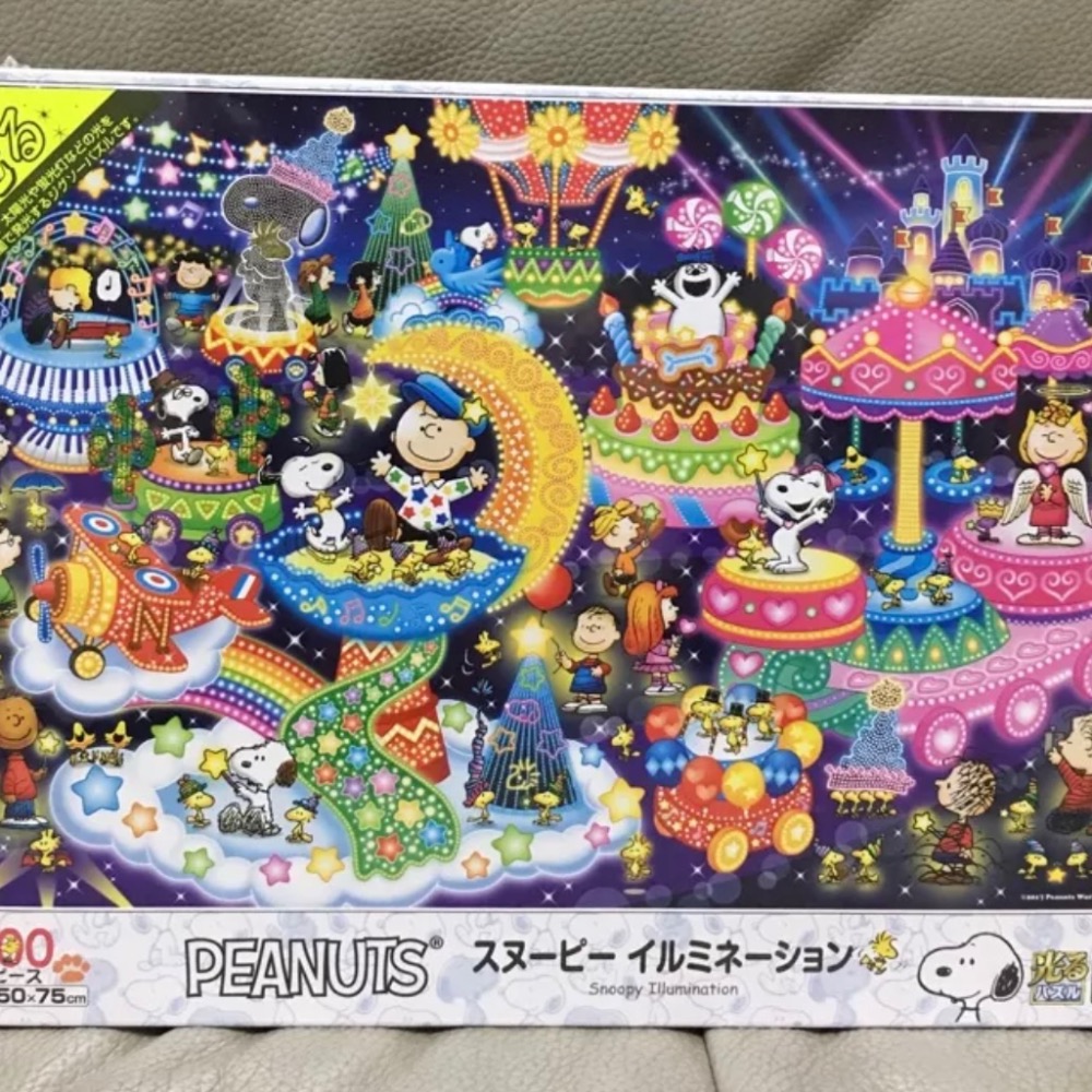 現貨 絕版日本拼圖 Epoch 史努比 Snoopy 花燈遊樂園 夜光拼圖 1000片 現貨 正版-細節圖2