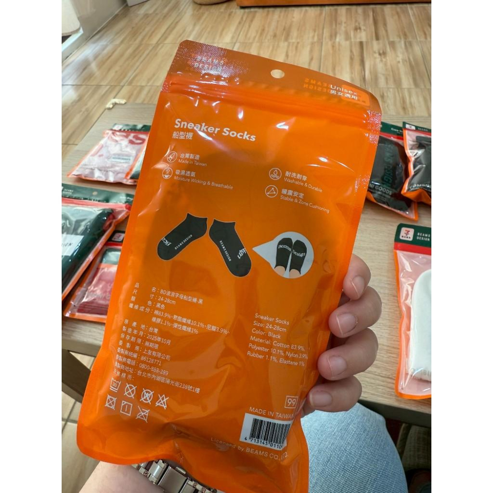 現貨 7-11 x BEAMS DESIGN 聯名款 男女通用 襪子 中筒襪 雨傘 毛巾 提袋 背袋 收納袋 全系列-細節圖2
