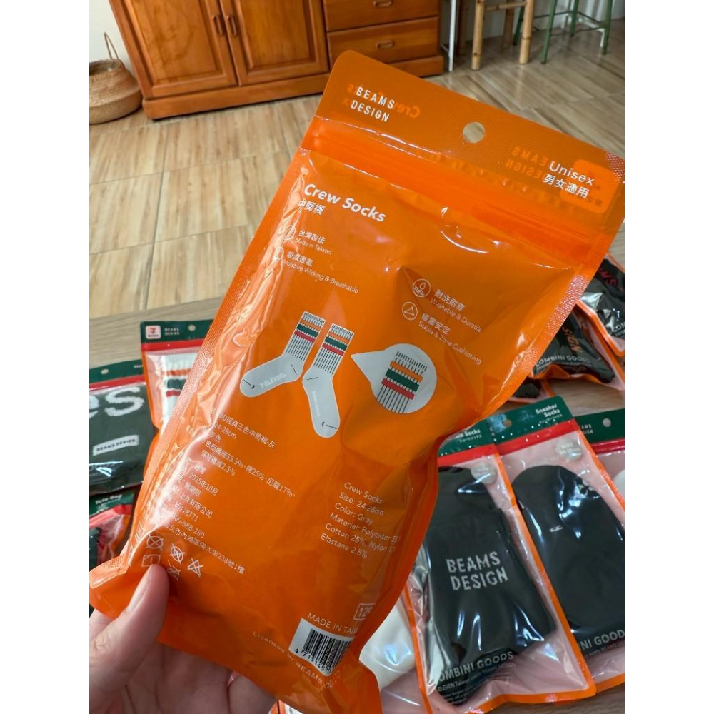 現貨 7-11 x BEAMS DESIGN 聯名款 男女通用 襪子 中筒襪 雨傘 毛巾 提袋 背袋 收納袋 全系列-細節圖7