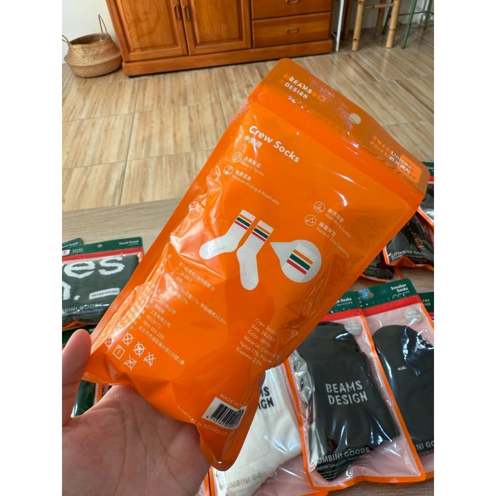 現貨 7-11 x BEAMS DESIGN 聯名款 男女通用 襪子 中筒襪 雨傘 毛巾 提袋 背袋 收納袋 全系列-細節圖8