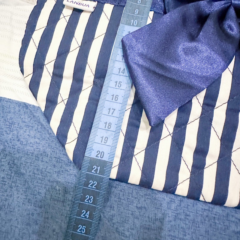 LANBUM 泰國 曼谷包 帆布包 托特包 藍色 蝴蝶結-細節圖3