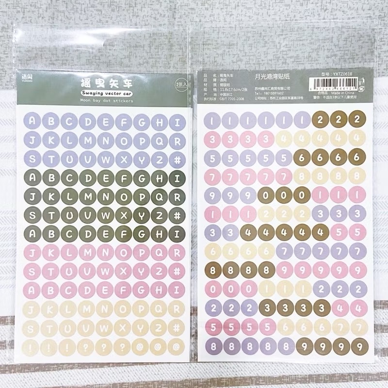 裝飾貼紙👉🏻莫蘭迪 糖果色 數字 字母 貼紙 小卡貼紙 手帳貼紙-規格圖1