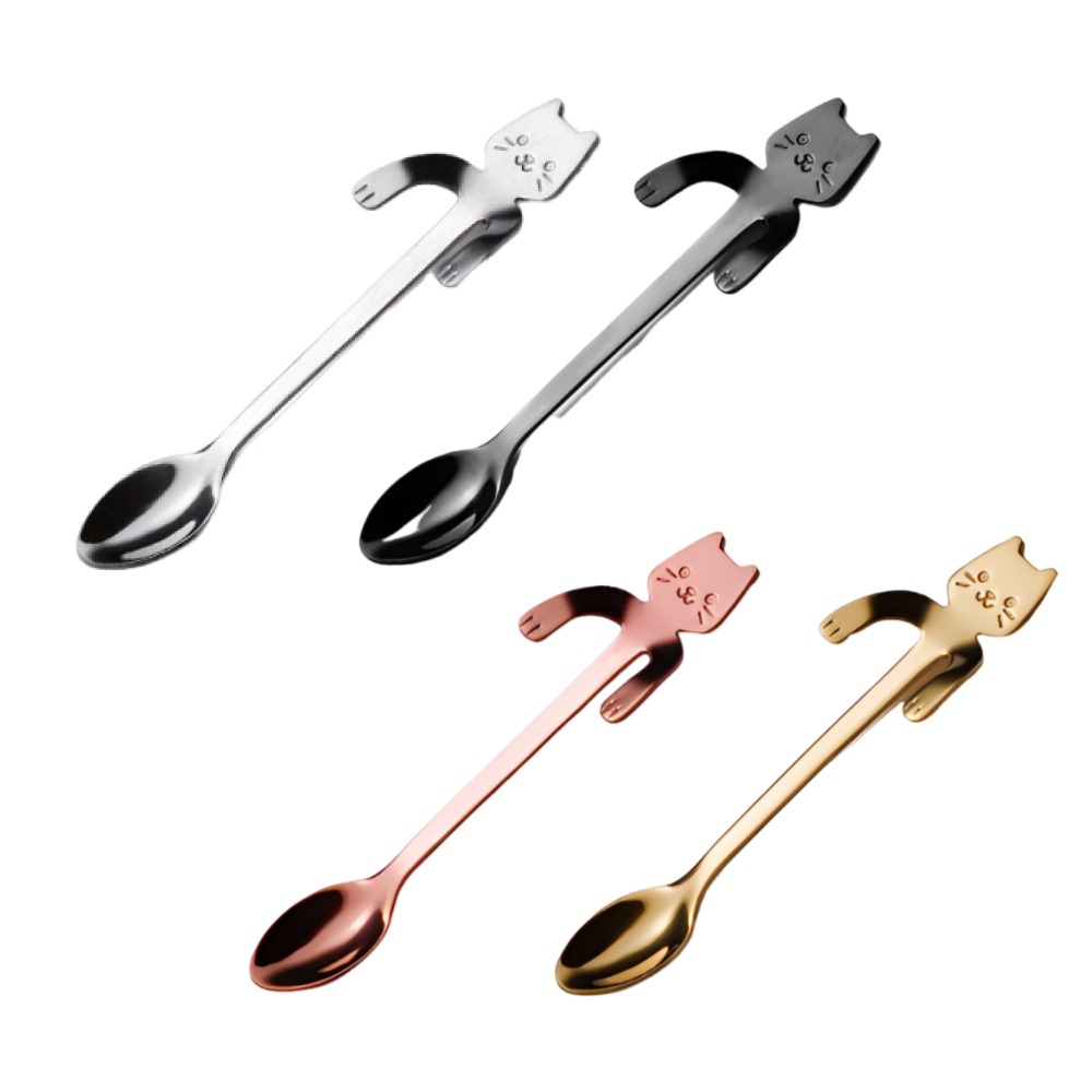 咖啡勺 勺子 304不鏽鋼 攪拌勺 勺 卡通貓攪拌棒 貓咪咖啡勺 可愛攪拌棒 貓咪攪拌棒 攪拌勺 【啡茶時刻】-細節圖8