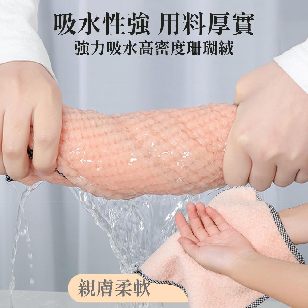 抹布 擦手巾 吸水毛巾 廚房抹布 擦手毛巾 珊瑚絨抹布 擦手布 毛巾 珊瑚絨毛巾 加厚吸水擦手巾 【啡茶時刻】-細節圖3