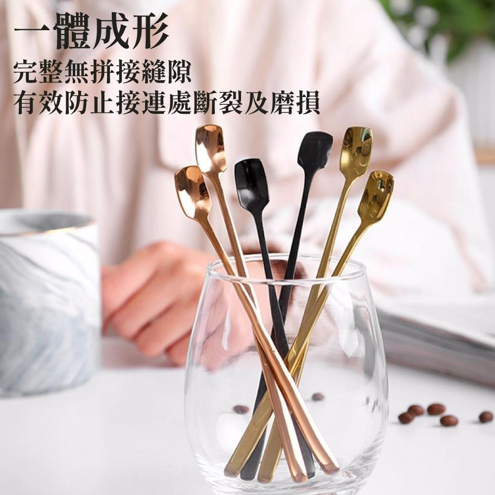 攪拌棒 咖啡勺 長柄攪拌勺 小茶匙 調酒勺 不鏽鋼勺 長柄方頭攪拌棒 勺子 咖啡器具【啡茶時刻】-細節圖6