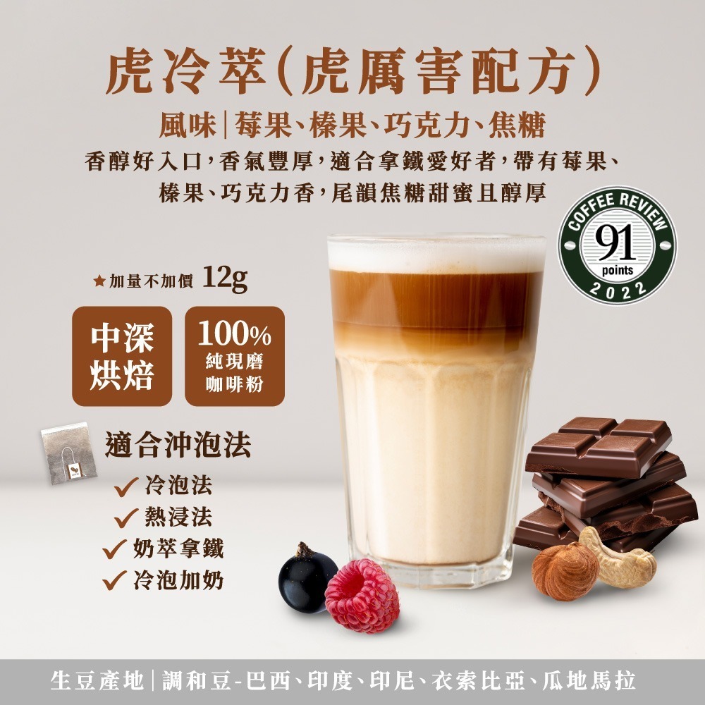 冷萃咖啡 虎冷萃浸泡式咖啡 冷泡咖啡 咖啡 冷萃咖啡包 冷泡咖啡包  精品咖啡包 單品咖啡包 【啡茶時刻】-規格圖9