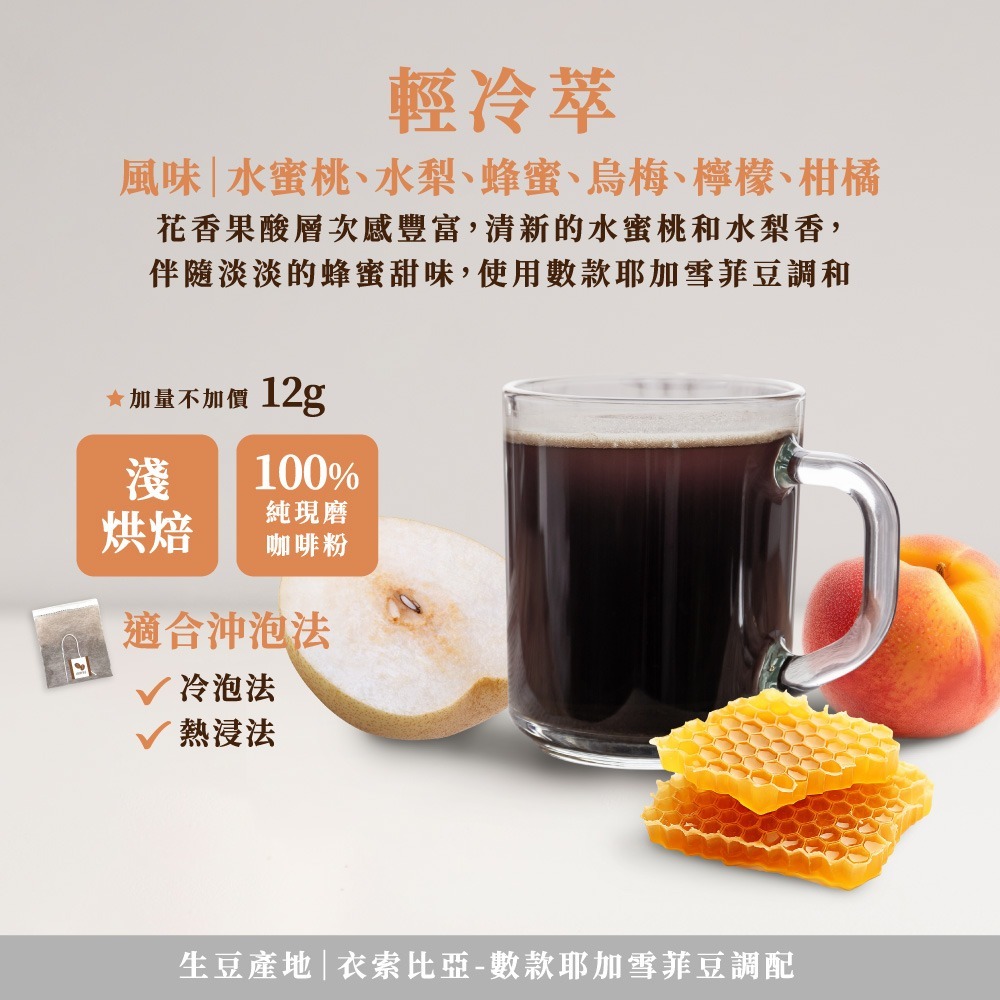 輕冷萃 ★水蜜桃★ 12g/包｜淺焙(10包)