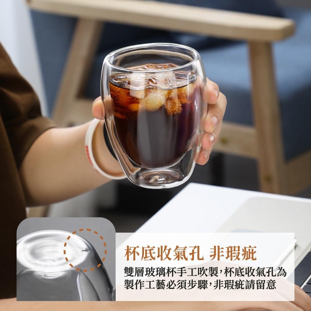 雙層玻璃杯 雙層杯 雙層隔熱杯 高硼矽 水杯 咖啡杯 馬克杯 玻璃杯 隔熱杯 蓋子玻璃杯 【啡茶時刻】-細節圖3