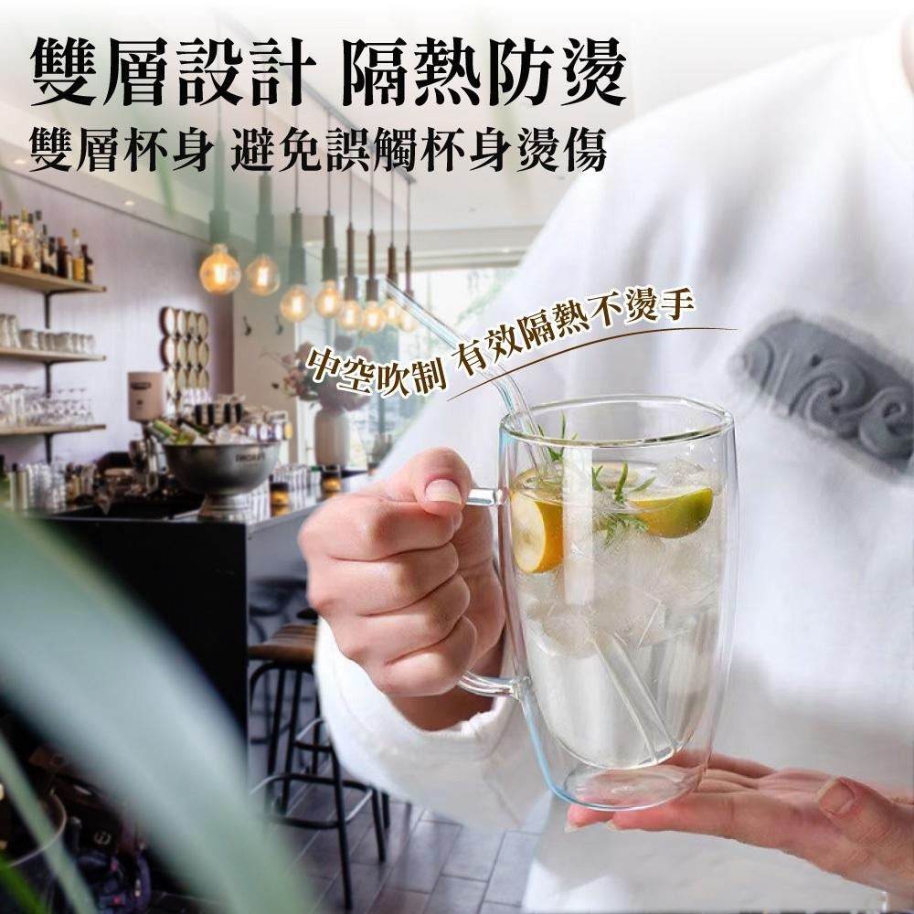 雙層玻璃杯 雙層杯 雙層隔熱杯 高硼矽 水杯 咖啡杯 馬克杯 玻璃杯 隔熱杯 蓋子玻璃杯 【啡茶時刻】-細節圖4