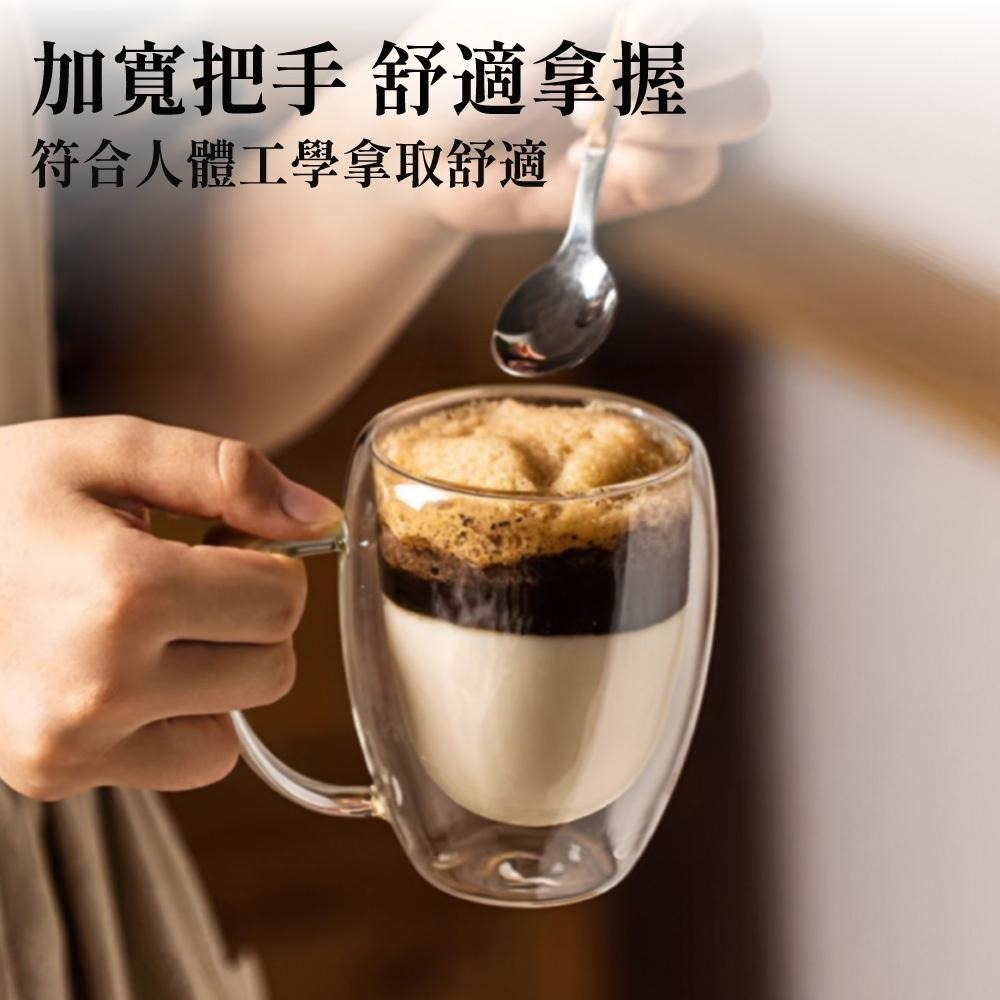 雙層玻璃杯 雙層杯 雙層隔熱杯 高硼矽 水杯 咖啡杯 馬克杯 玻璃杯 隔熱杯 蓋子玻璃杯 【啡茶時刻】-細節圖5