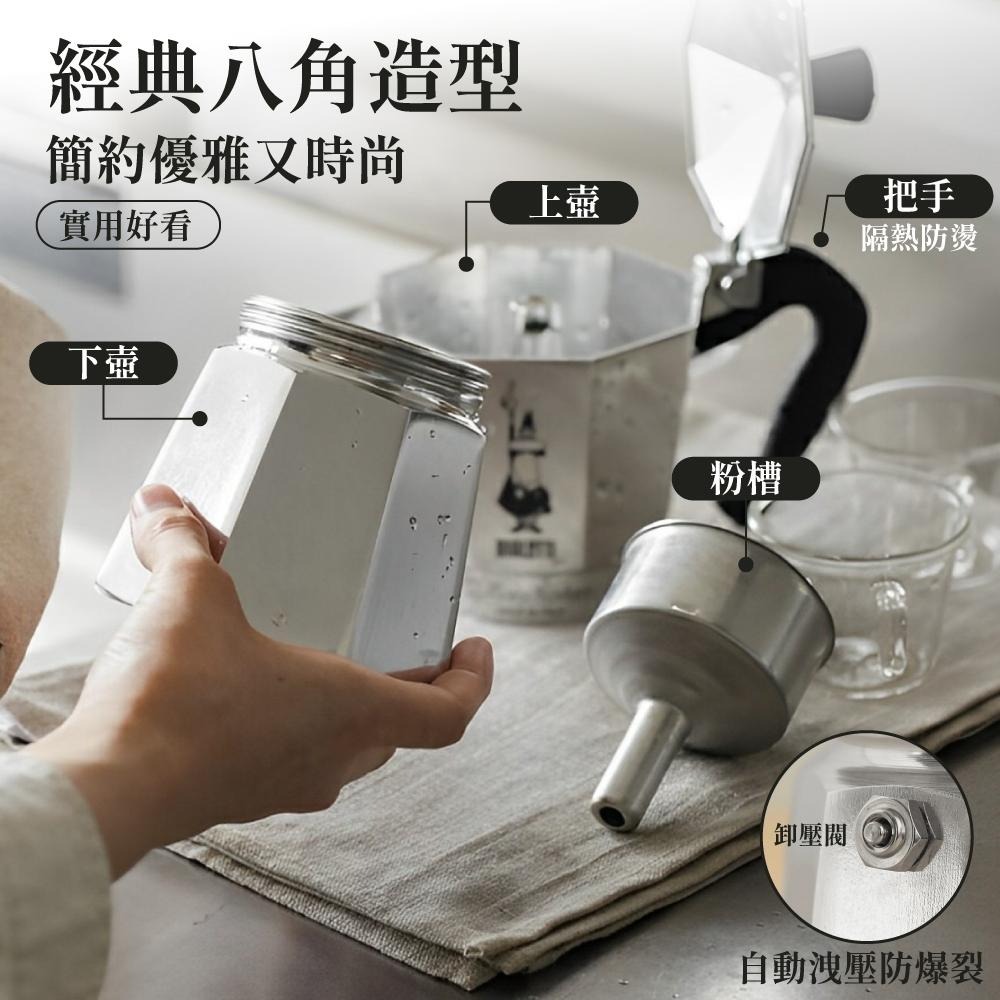 摩卡壺 義大利 Bialetti 經典摩卡壺 (3/6杯份) 八角摩卡壺 台灣總代理公司貨 IKUK 【啡茶時刻】-細節圖3