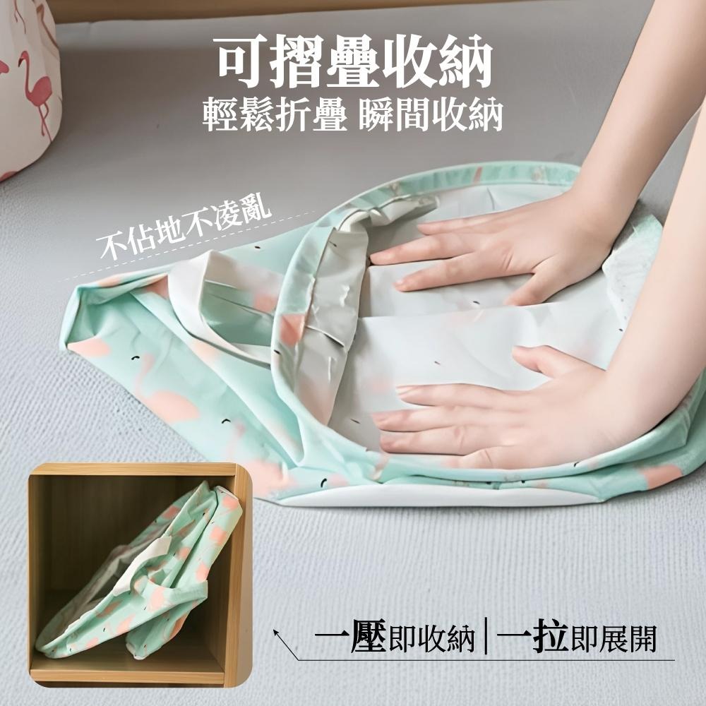 圓形摺疊洗衣籃 手提洗衣籃 圓形棉麻收納籃 衣物籃 圓筒收納籃 洗衣籃 髒衣籃 收納桶 衣物桶 造型收納籃 【啡茶時刻】-細節圖2