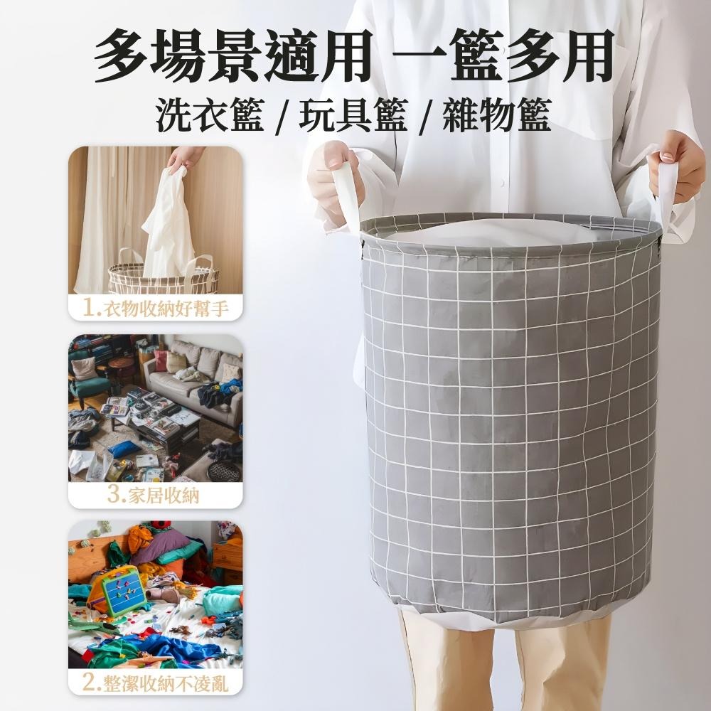 圓形摺疊洗衣籃 手提洗衣籃 圓形棉麻收納籃 衣物籃 圓筒收納籃 洗衣籃 髒衣籃 收納桶 衣物桶 造型收納籃 【啡茶時刻】-細節圖7