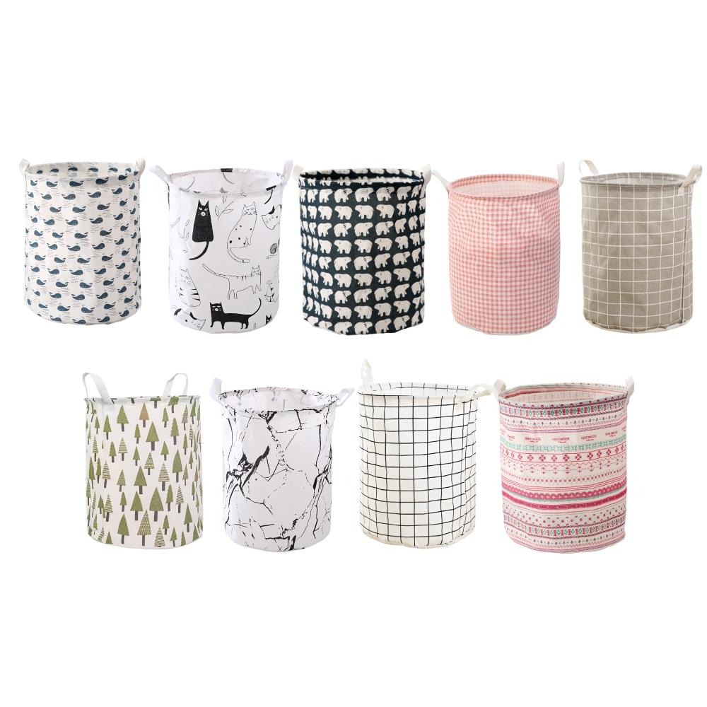 圓形摺疊洗衣籃 手提洗衣籃 圓形棉麻收納籃 衣物籃 圓筒收納籃 洗衣籃 髒衣籃 收納桶 衣物桶 造型收納籃 【啡茶時刻】-細節圖9