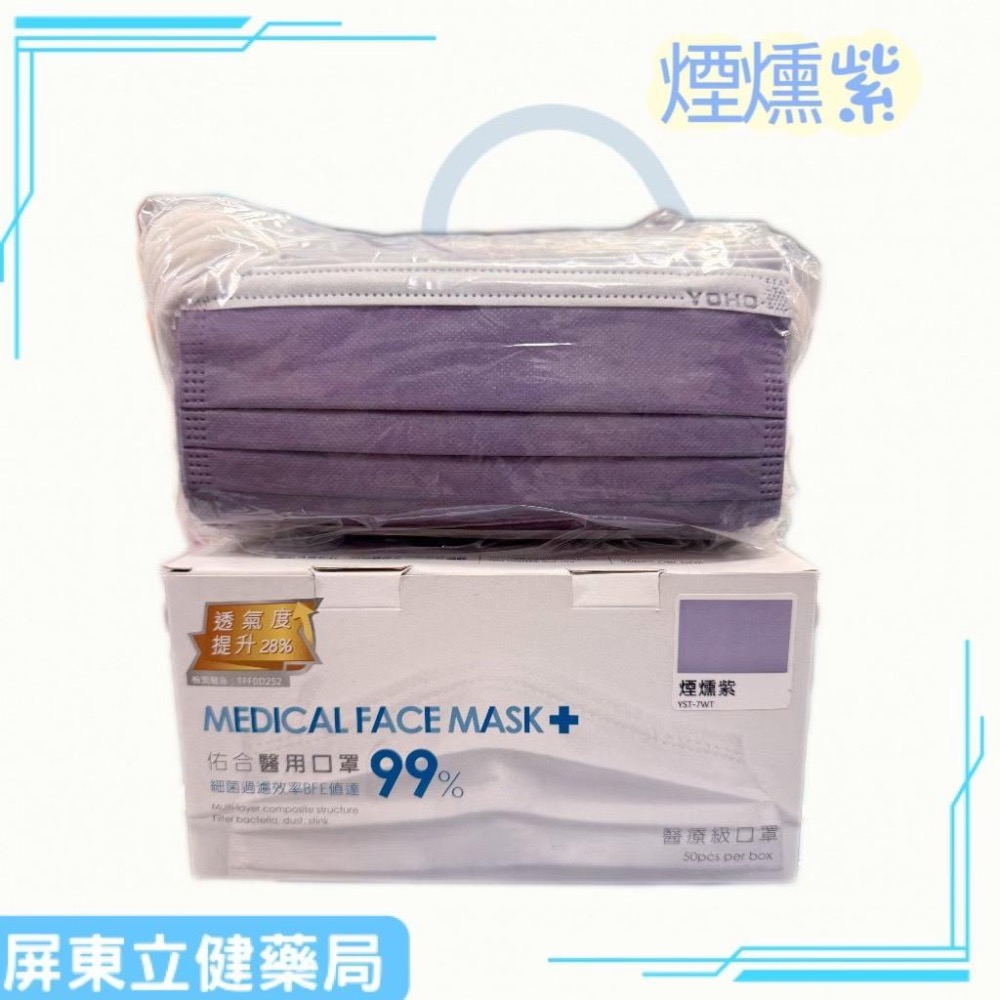 (屏東立健藥局)佑合醫用口罩-莫蘭迪色系列 (未滅菌) 燕麥棕/太妃紅/煙燻紫/橄欖綠 50入/盒-細節圖4