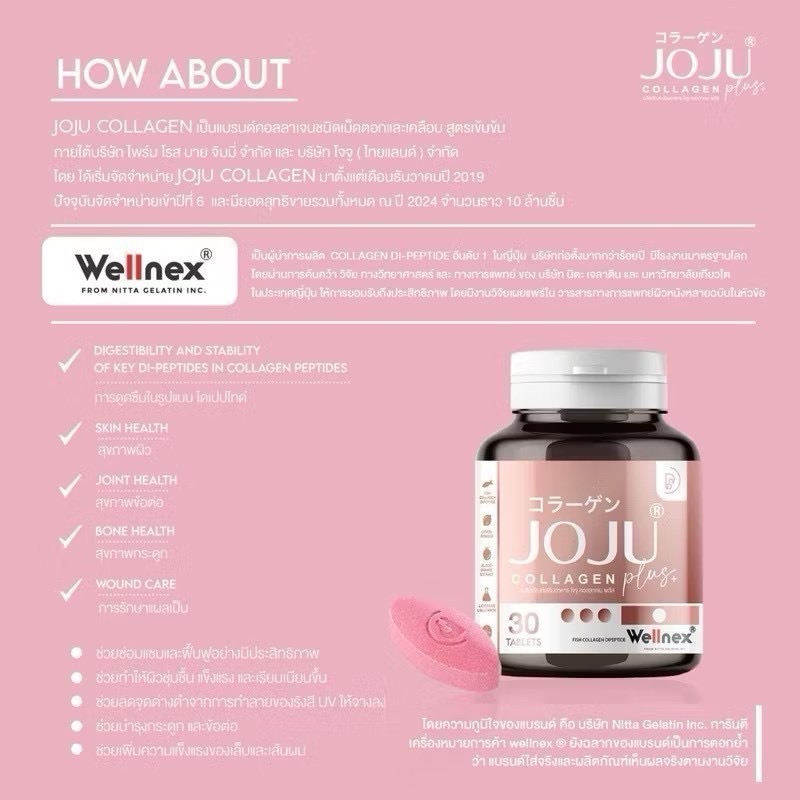 泰國🇹🇭JOJU COLLAGEN PLUS膠原蛋白錠30顆 ~草莓優格口味-細節圖3