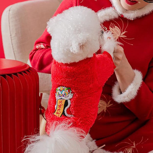 『台灣x現貨秒出』新年舞獅大吉大利寵物保暖衣服 寵物衣服 寵物服飾 貓咪衣服 狗狗衣服