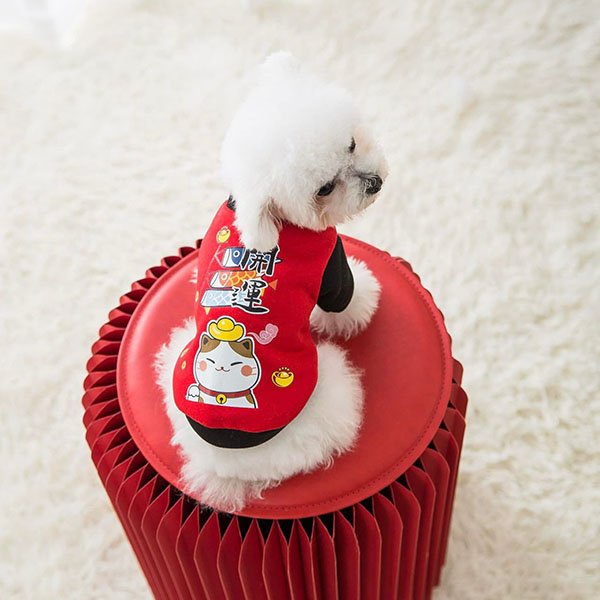 『台灣x現貨秒出』新年開運發財寵物保暖衣服 寵物衣服 寵物服飾 貓咪衣服 狗狗衣服