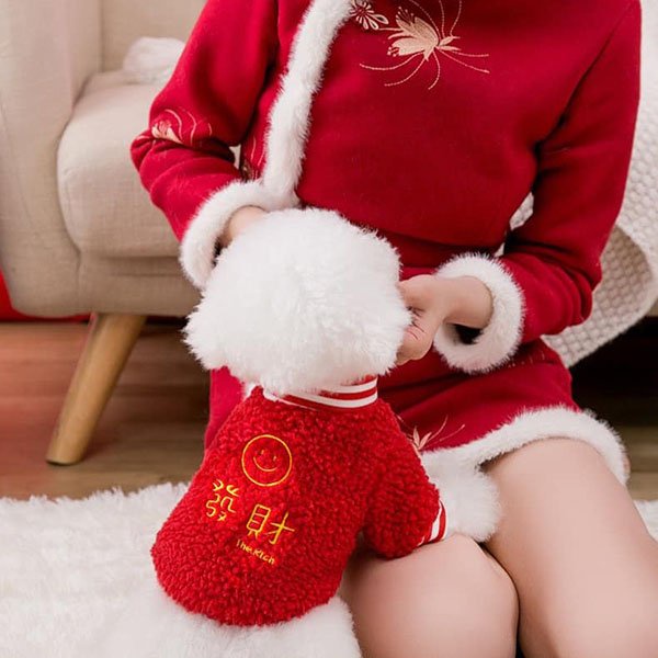 『台灣x現貨秒出』笑臉發財過年新年寵物衣服 貓咪衣服 狗狗衣服 寵物保暖服飾 寵物服飾