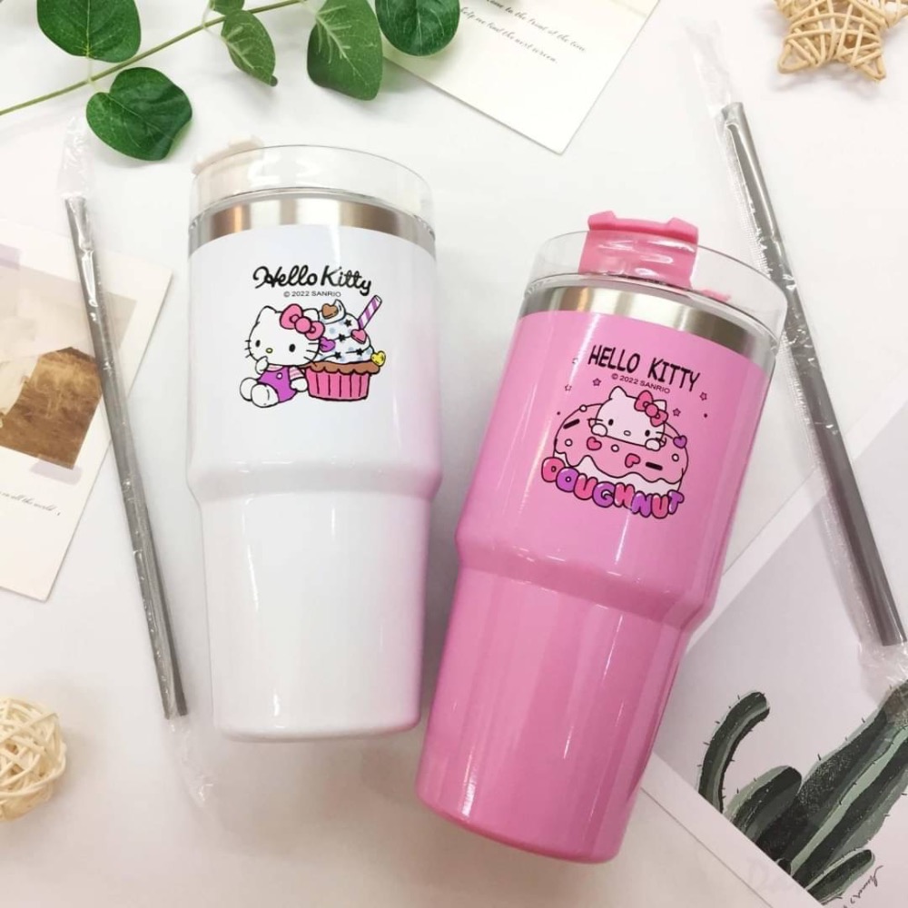 三麗鷗正版授權 HELLO KITTY 不鏽鋼咖啡飲料杯 600ml-細節圖2