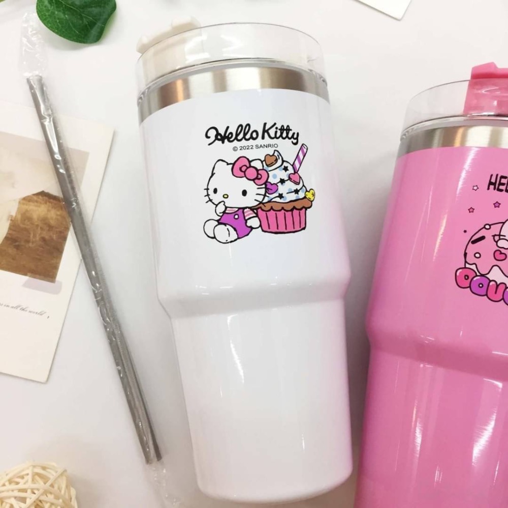 三麗鷗正版授權 HELLO KITTY 不鏽鋼咖啡飲料杯 600ml-細節圖3