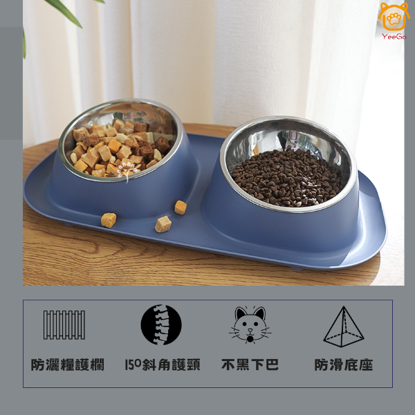 【YeeGo 億購寵物】寵物不鏽鋼防溢雙碗 食盆 寵物餐碗 高架碗 飲水器 餵食器 寵物飲水器 寵物餵食器-細節圖6