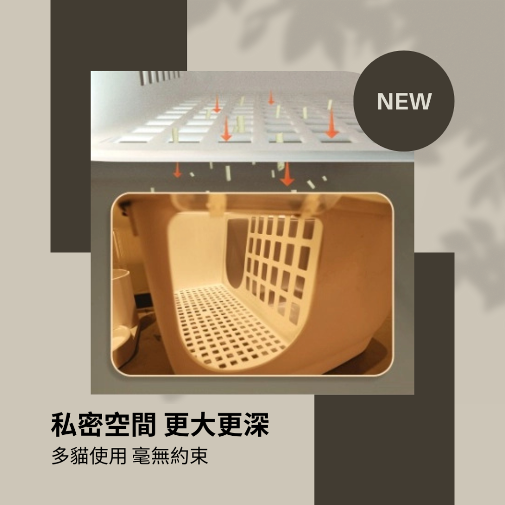 【YeeGo 億購寵物·】長廊款貓砂盆 半封閉式貓砂盆 封閉式貓砂盆 貓砂 防噴濺貓砂盆-細節圖5