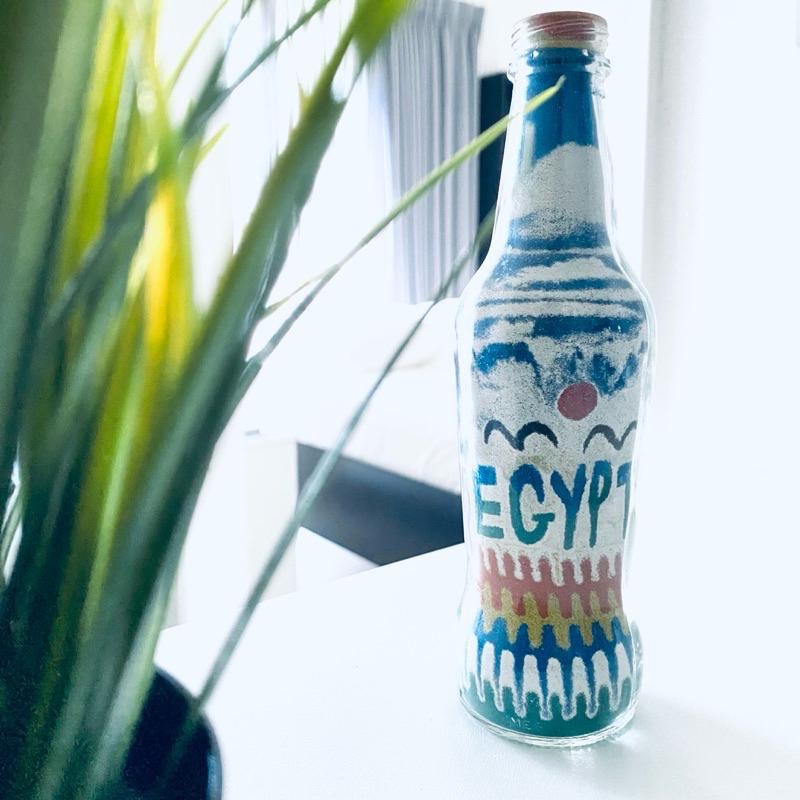 【迷人埃及沙畫瓶】將藍天.駱駝.沙漠裝入瓶中 藝術家手作 限量-細節圖2