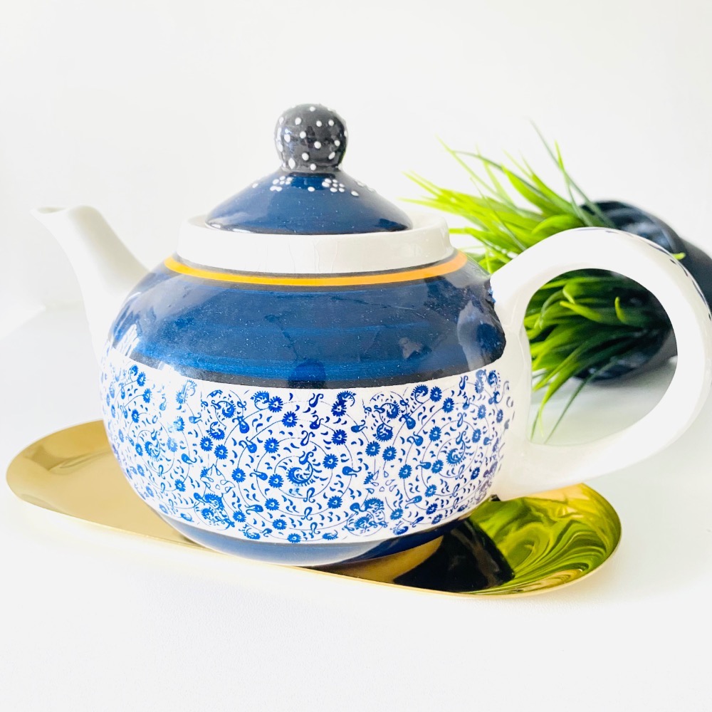 驚艷伊斯坦堡！【絕美_土耳其花雕壺】中東藍白花磚彩繪 收藏 擺設壺 茶壺-規格圖11