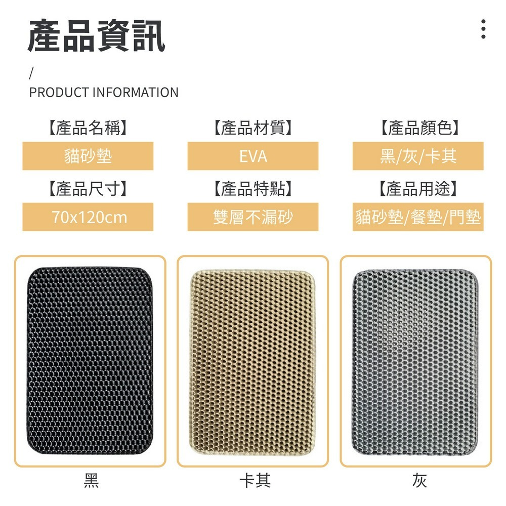超大雙層貓砂墊120cm 特大EVA貓砂墊 L大開口猫咪落砂墊-細節圖9