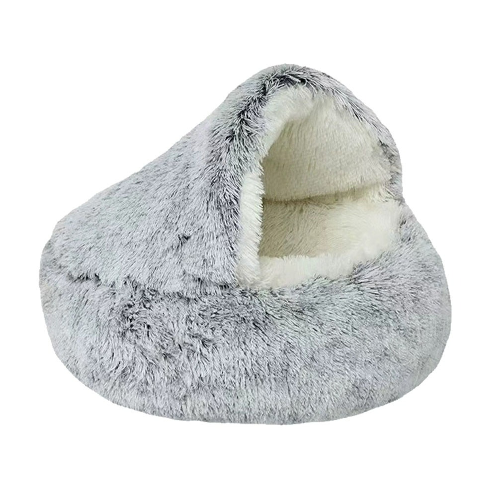 加大款毛絨貝殼窩 貓咪貝殼窩 深度睡眠寵物窩-規格圖9