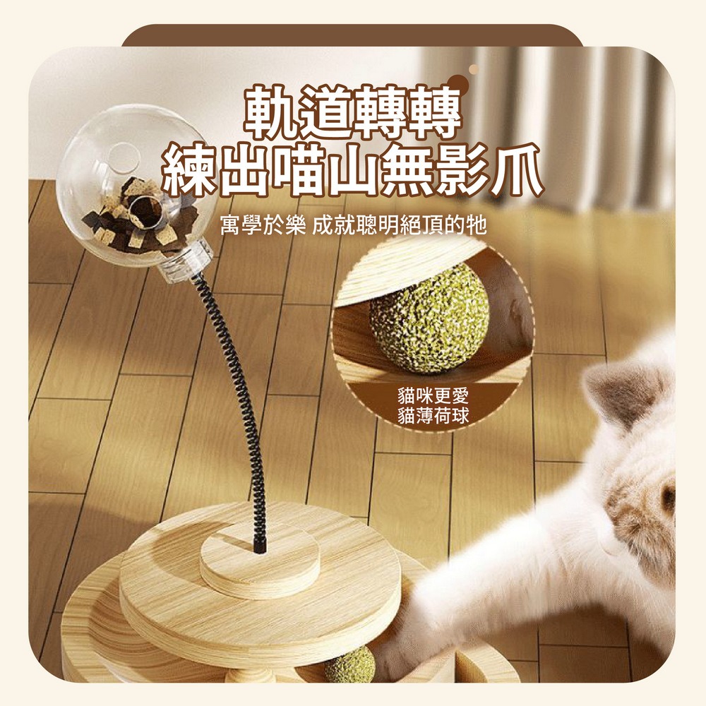 實木轉盤漏食球 貓咪玩具球 寵物搖搖漏食球-細節圖6